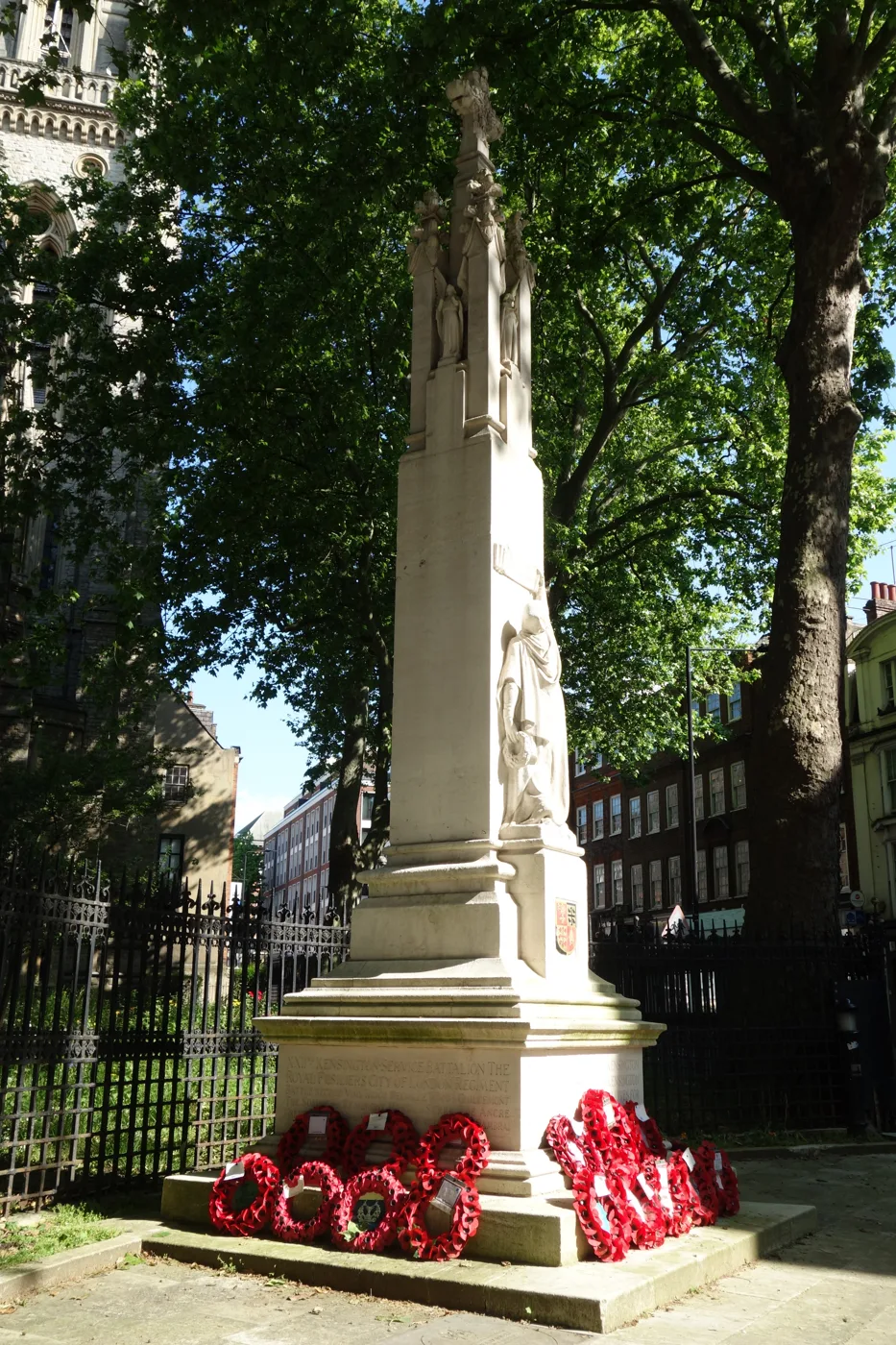 Kensington War Memorial outside St Mary Abbots, on the corner of Kensington High Street and Kensington Church Street